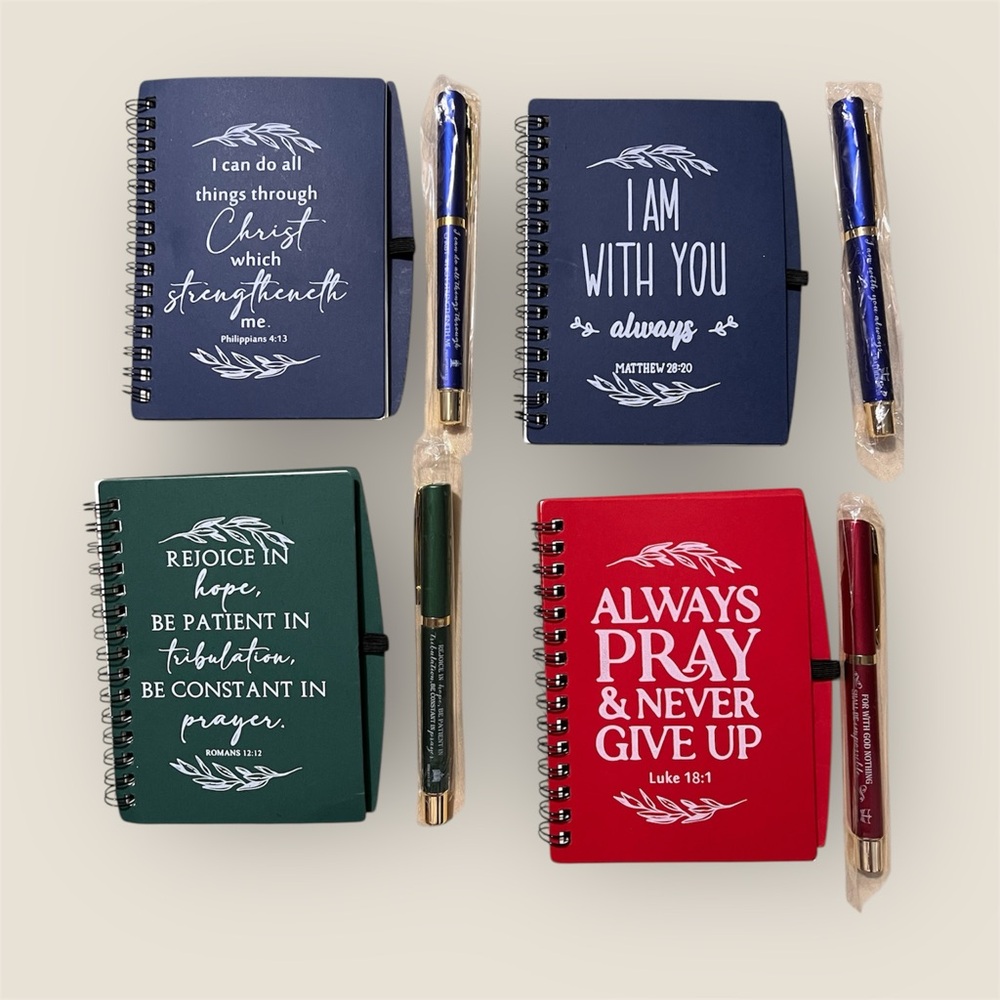 Inspirational Notebook Set with Pens - Blue, Green, Red